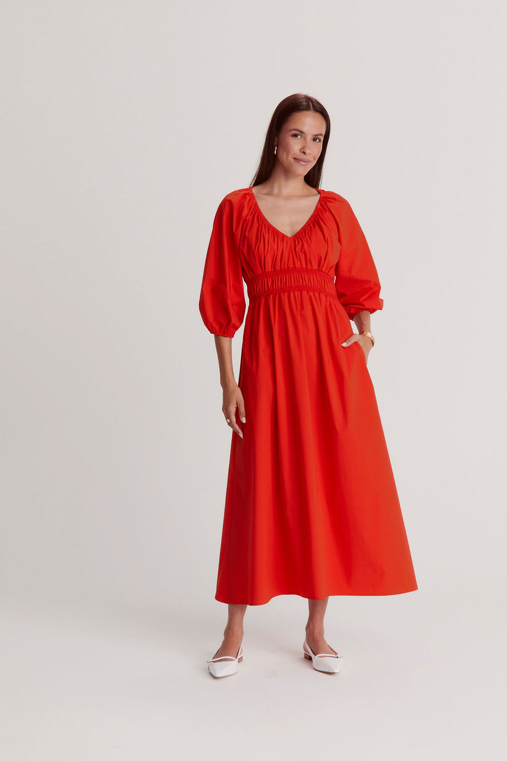 handkerchief hem midi dress The Zambito Handkerchief Hem Midi Dress in Vermillion Red Large
