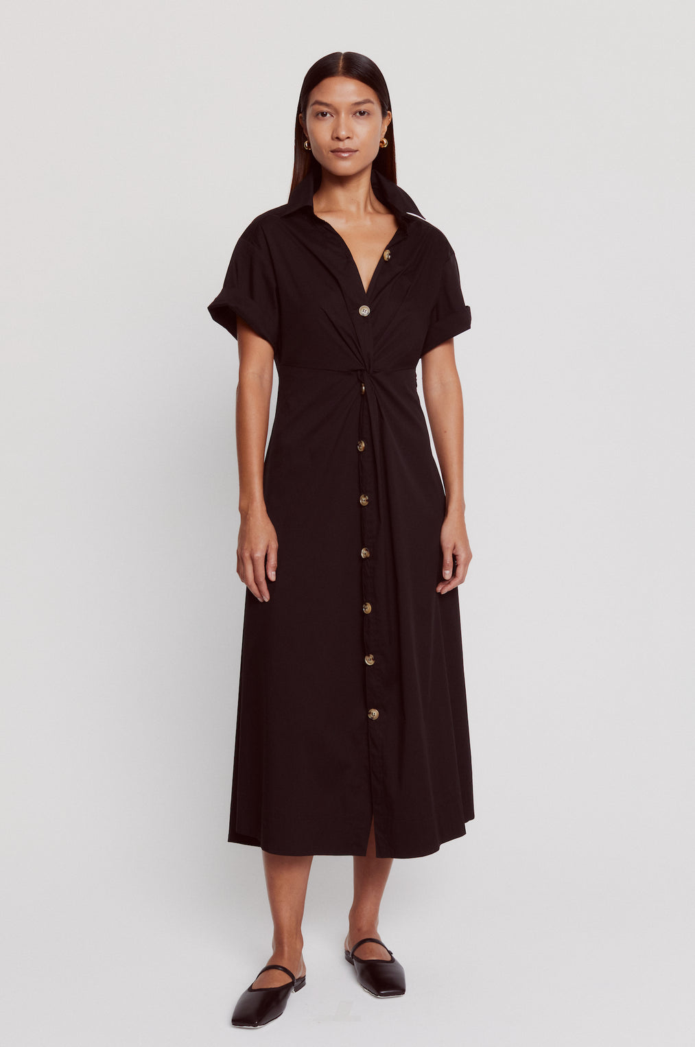 duster shirt dress SHIRTDRESS DUSTER IN PREMIUM ITALIAN COTTON MID OCEAN BLUE / XL / JPS9799